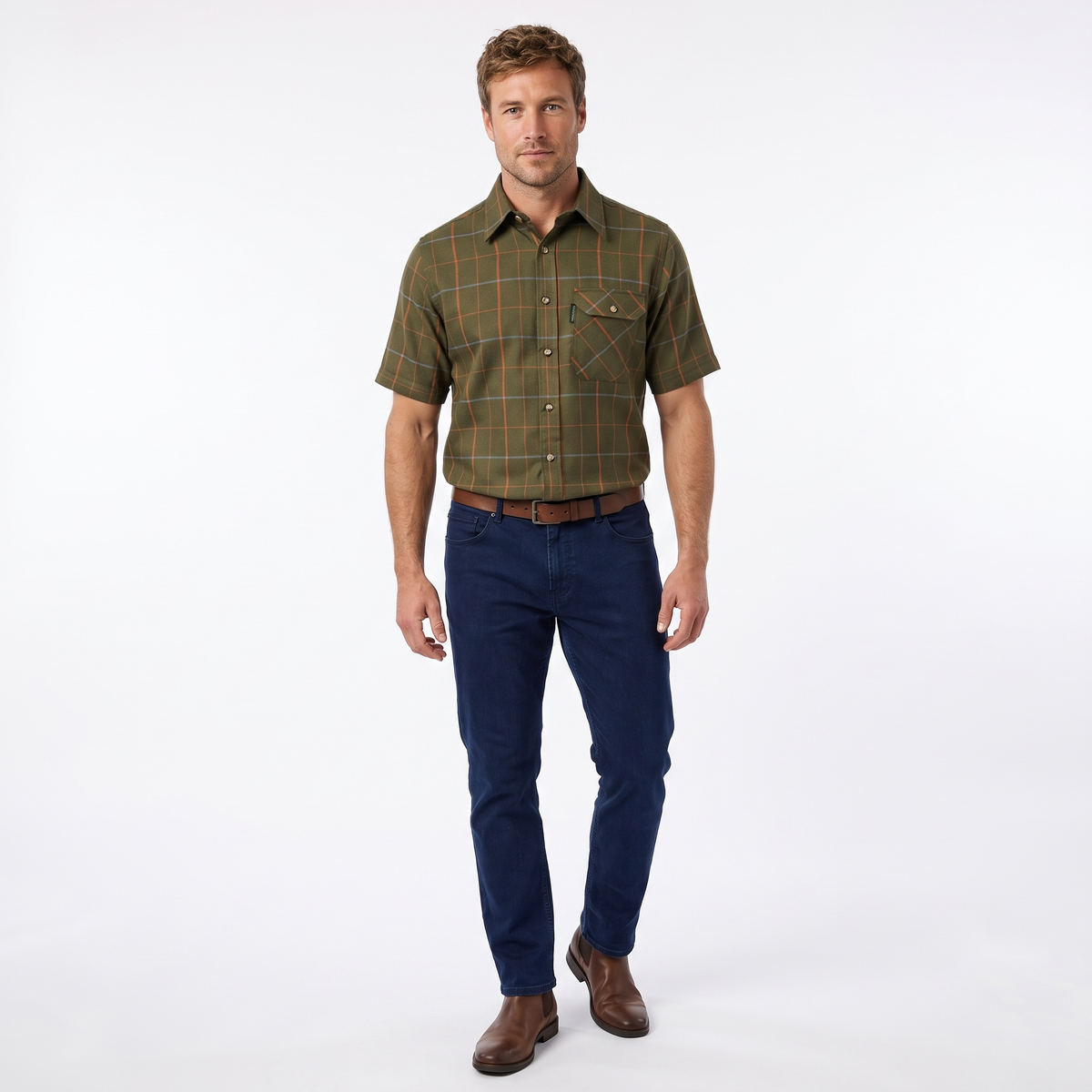 Country Classics Mens Short Sleeve Check Shirt - Chatsworth Green