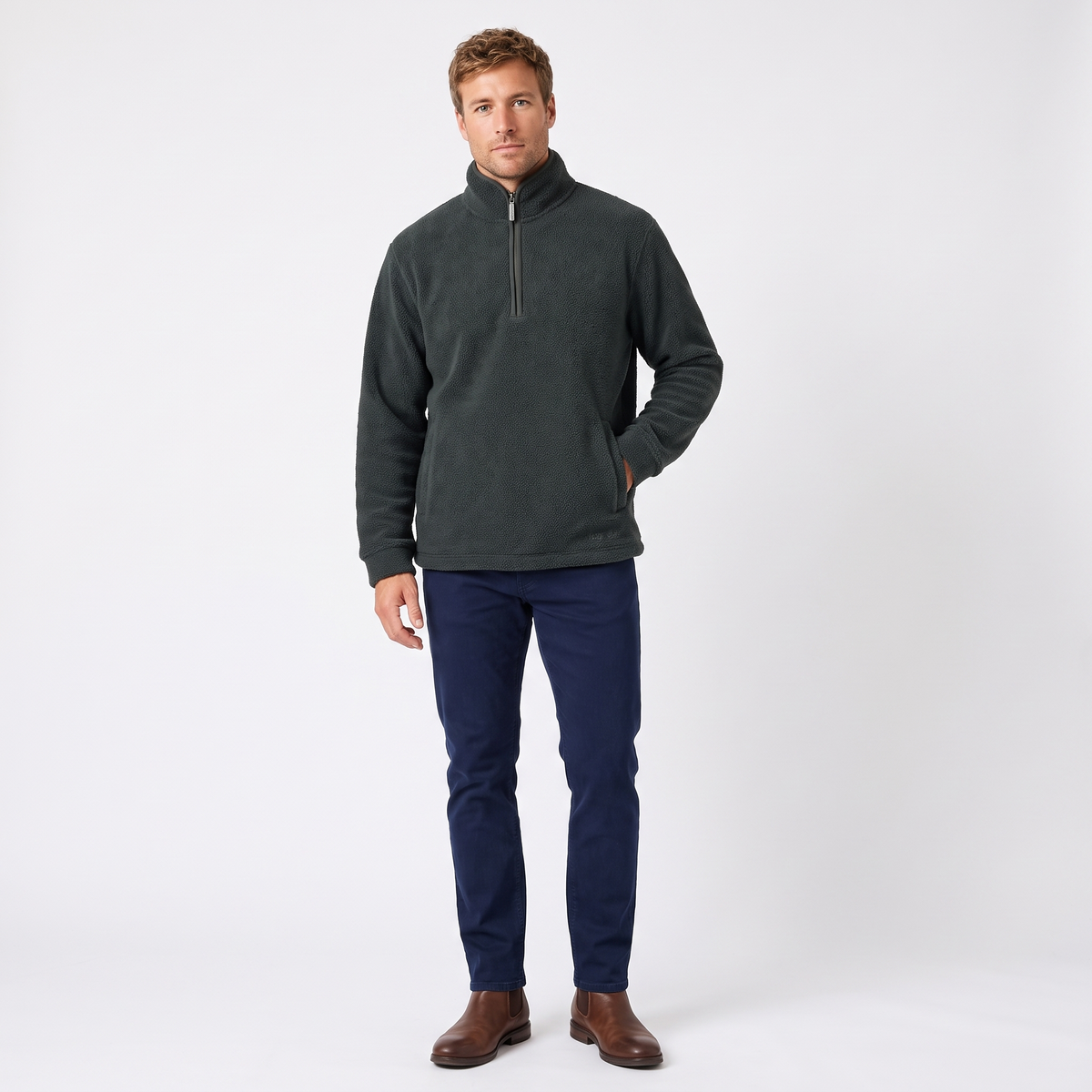 Hazy Blue Haden Mens Half Zip Fleece