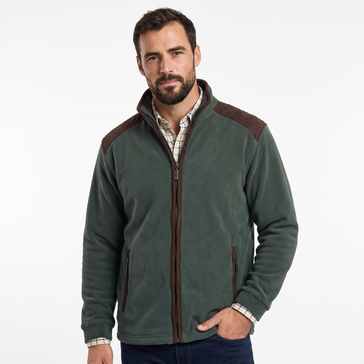 Hazy Blue Marlon Mens Padded Fleece Quilted Jacket