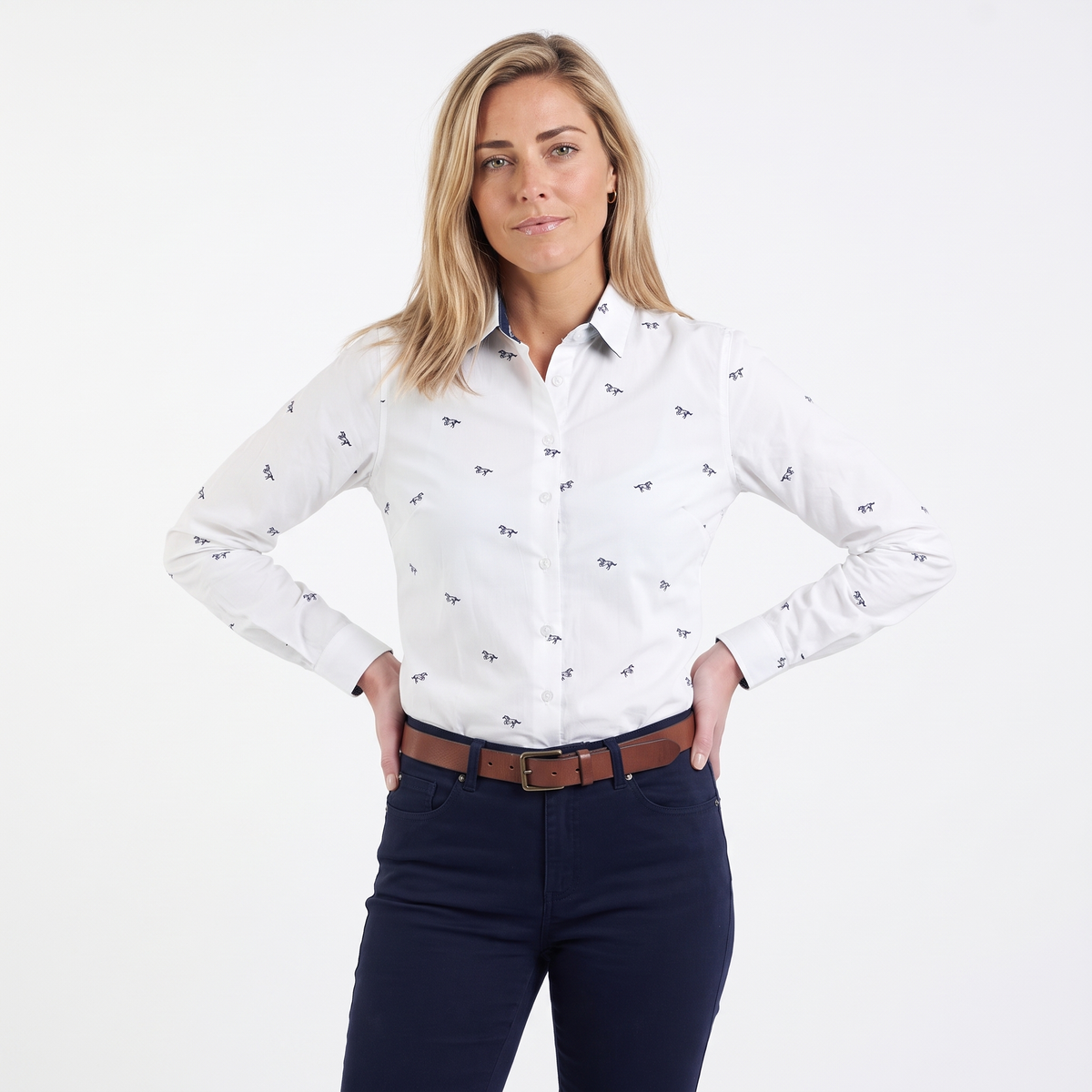 Hazy Blue Womens Ladies Long Sleeve Shirt - Vinita