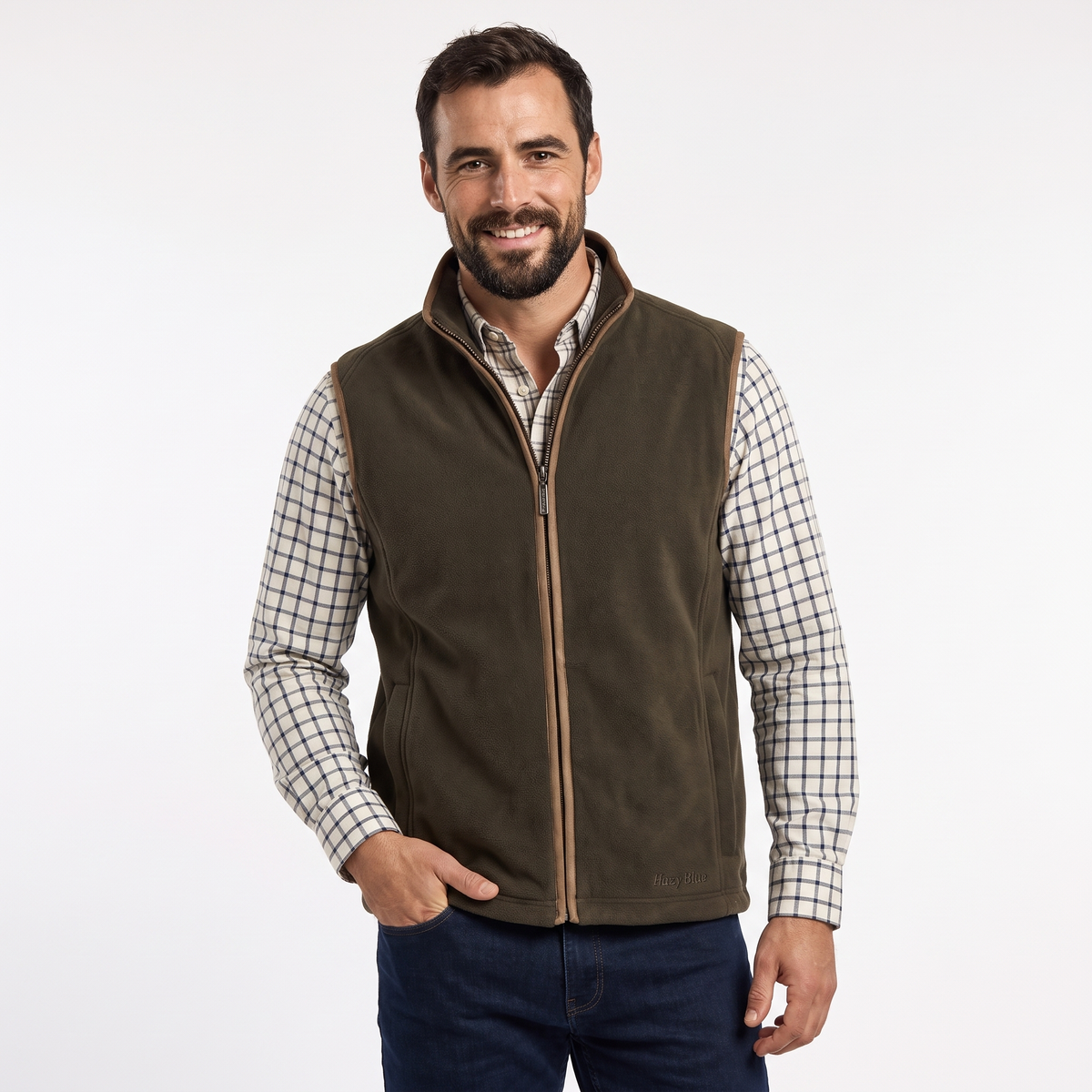 Hazy Blue Mens Fleece Waistcoat Gilet Bodywarmer - Bentley