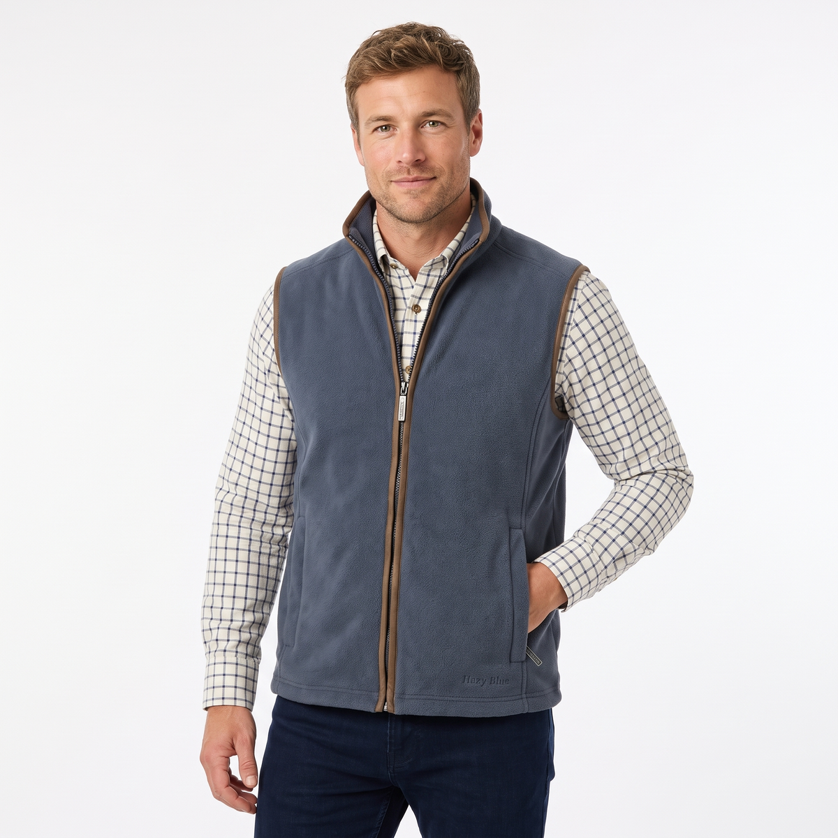 Hazy Blue Mens Fleece Waistcoat Gilet Bodywarmer - Bentley