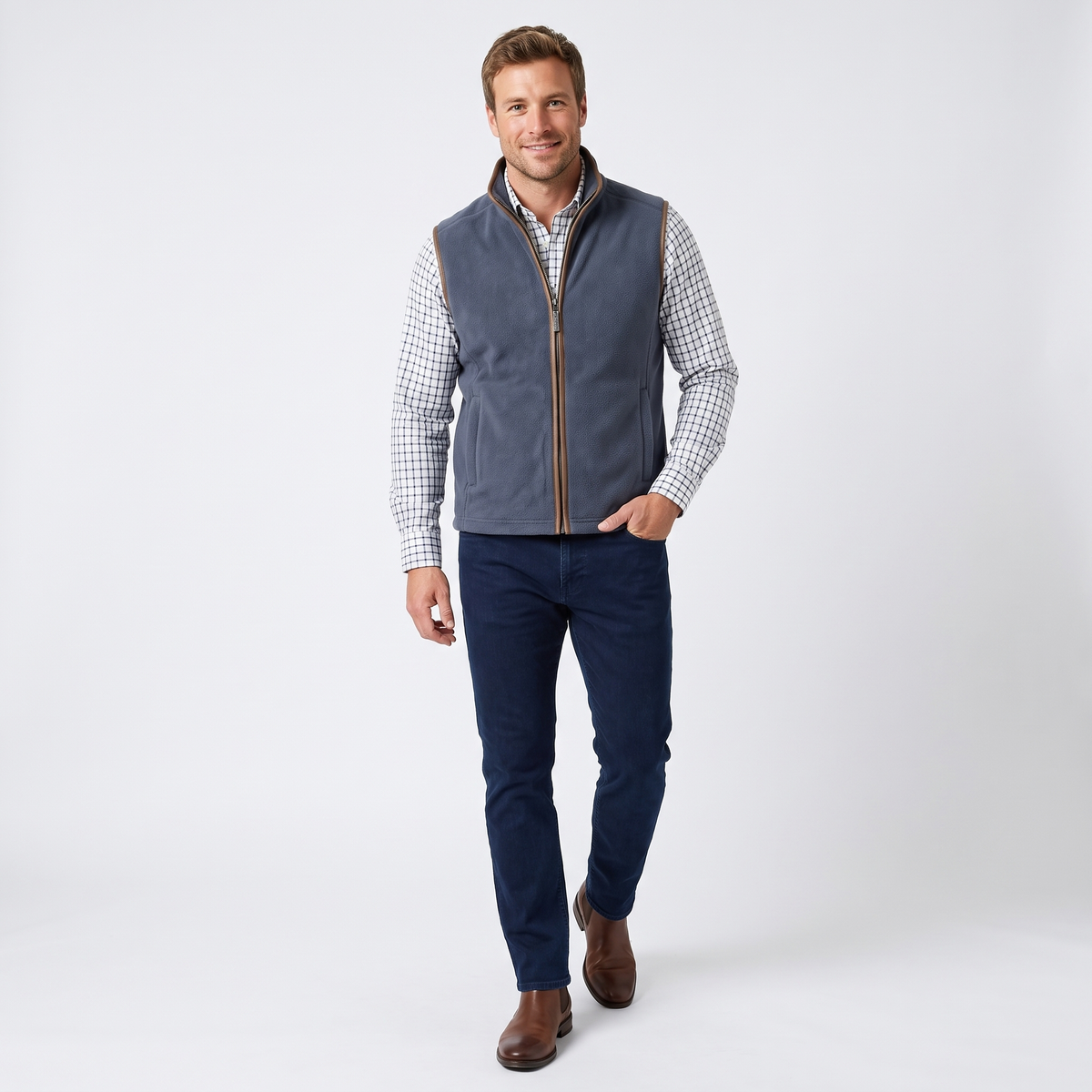 Hazy Blue Mens Fleece Waistcoat Gilet Bodywarmer - Bentley