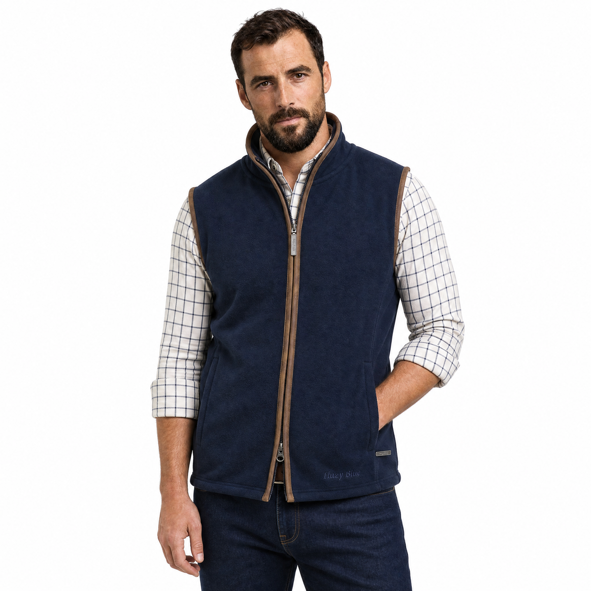 Hazy Blue Mens Fleece Waistcoat Gilet Bodywarmer - Bentley