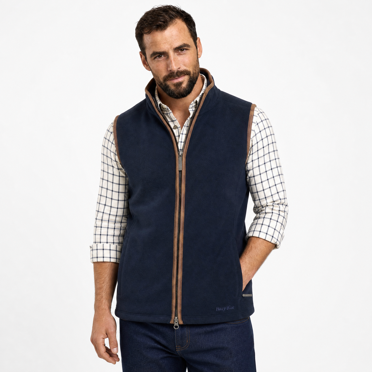 Hazy Blue Mens Fleece Waistcoat Gilet Bodywarmer - Bentley