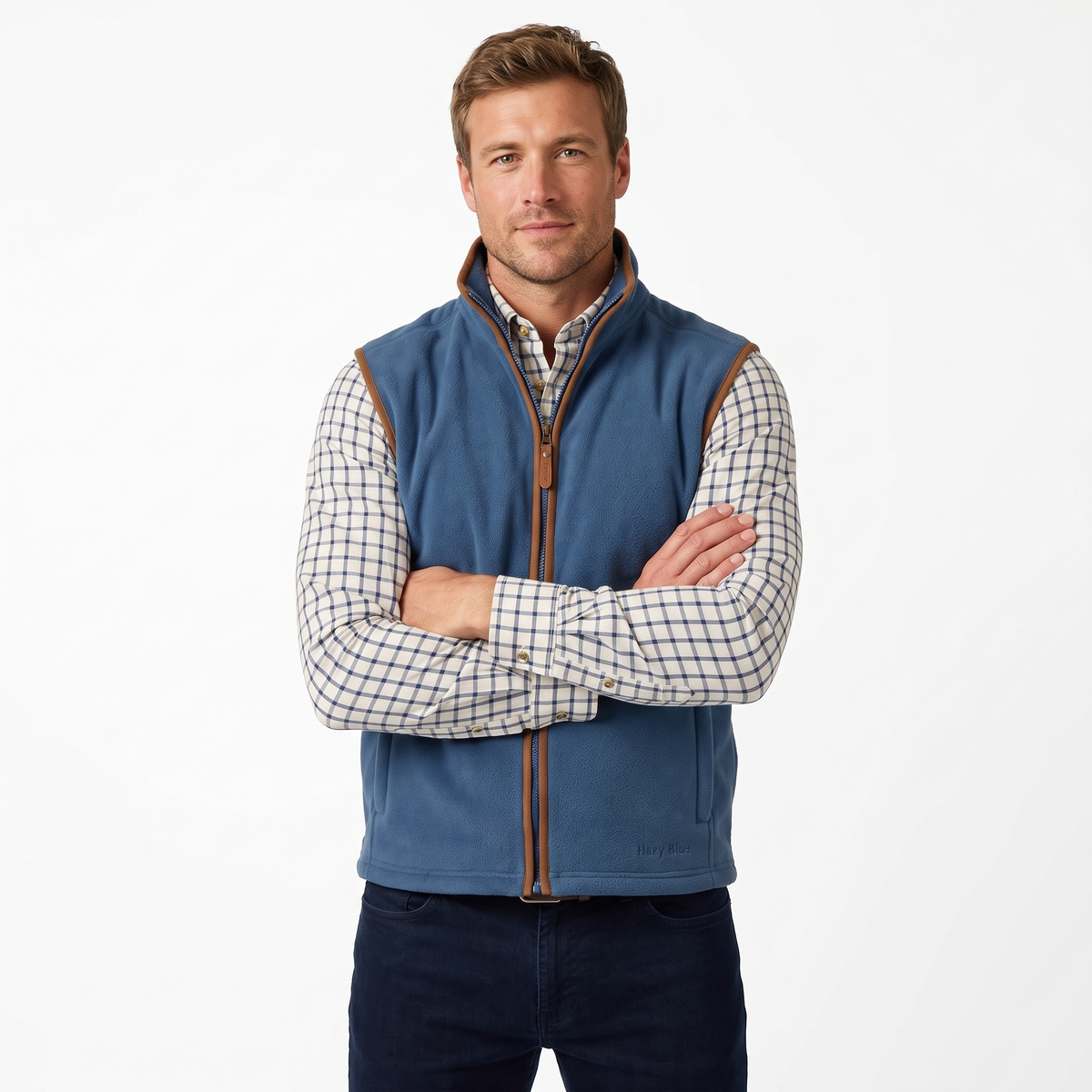 Hazy Blue Mens Fleece Waistcoat Gilet Bodywarmer - Bentley