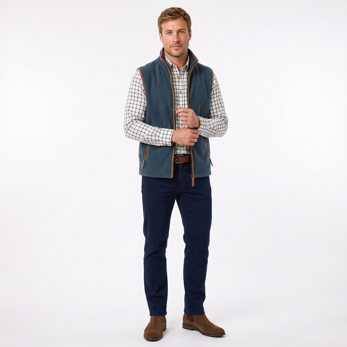 Hazy Blue Mens Fleece Waistcoat Gilet Bodywarmer - Bentley
