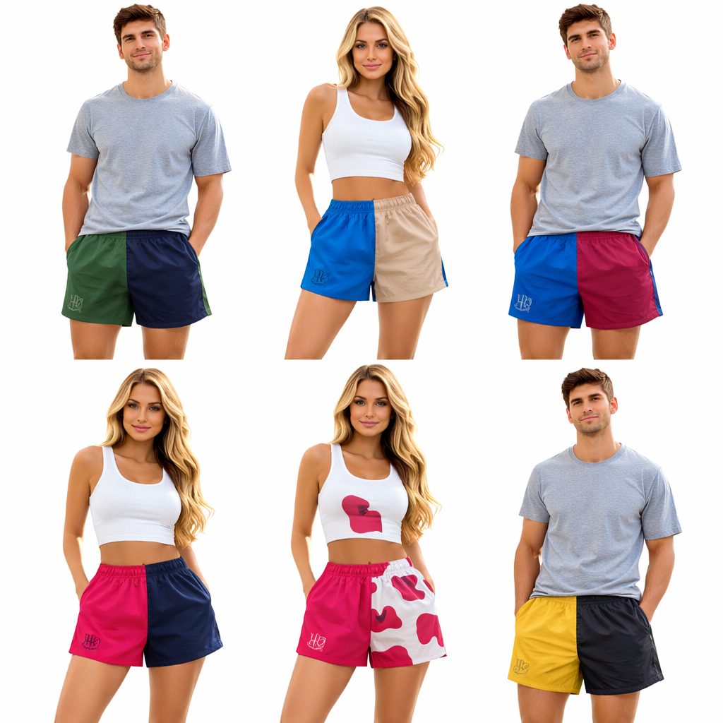 Hazy Blue Nelson Colour Block Shorts - Unisex Sports & Leisure