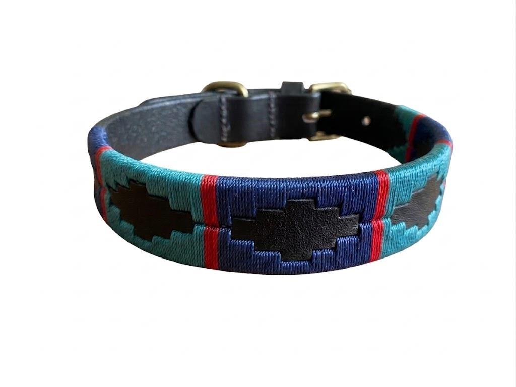 Luxury Polo Leather Dog Collar | Hazy Blue