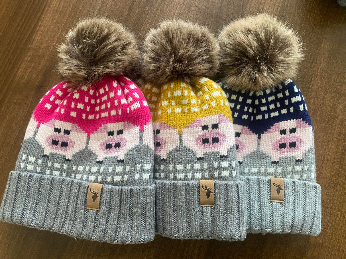 House Of Tweed Luxury Animal Print Pom Pom Beanies - Just £14.99! Shop now at Warwickshire Clothing. 