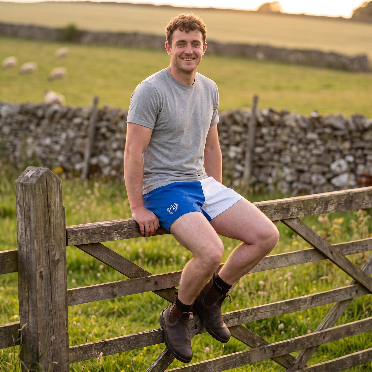 Hazy Blue Nelson Unisex Colour Block Shorts