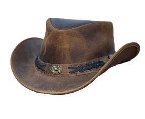 Hazy Blue Kids Real Leather Australian Western Cowboy Bush Hat - Troy - Just £16.99! Shop now at Warwickshire Clothing. 