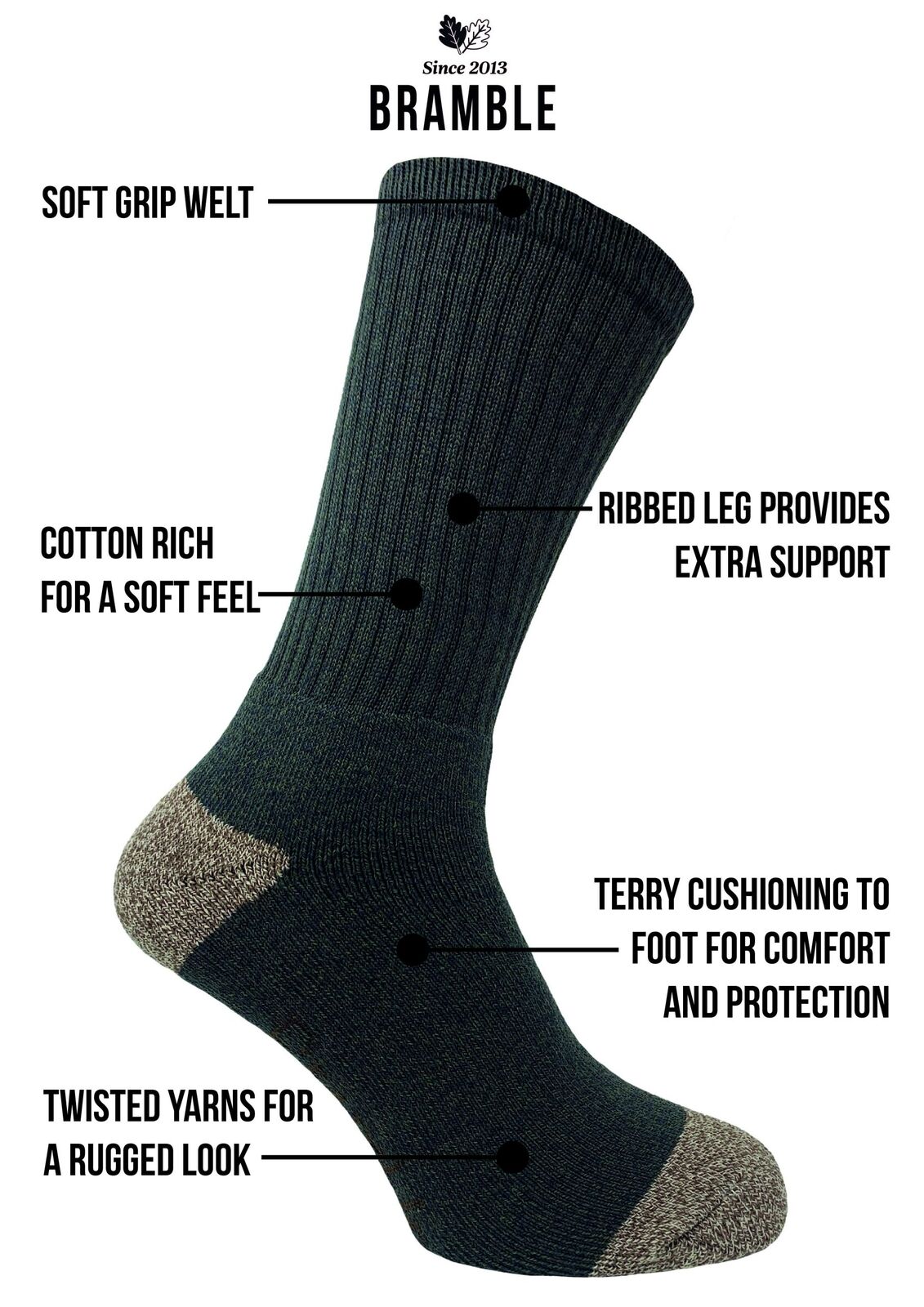Bramble Mens All Terrain Walking Socks 3 Pair Pack - Premium clothing from Bramble - Just $10.99! Shop now at Warwickshire Clothing