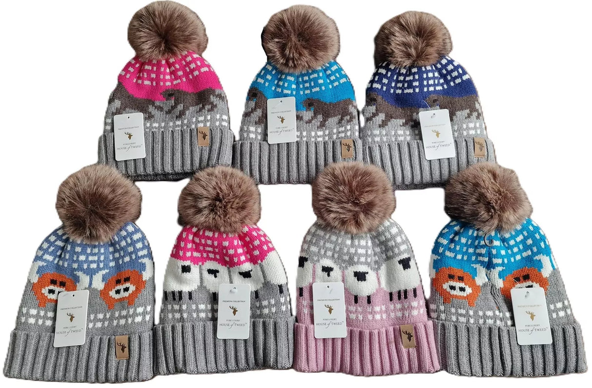 House Of Tweed Luxury sheep cow horse Pompom hat Beanie One Size - Just $14.99! Shop now at Warwickshire Clothing. Free Dellivery.