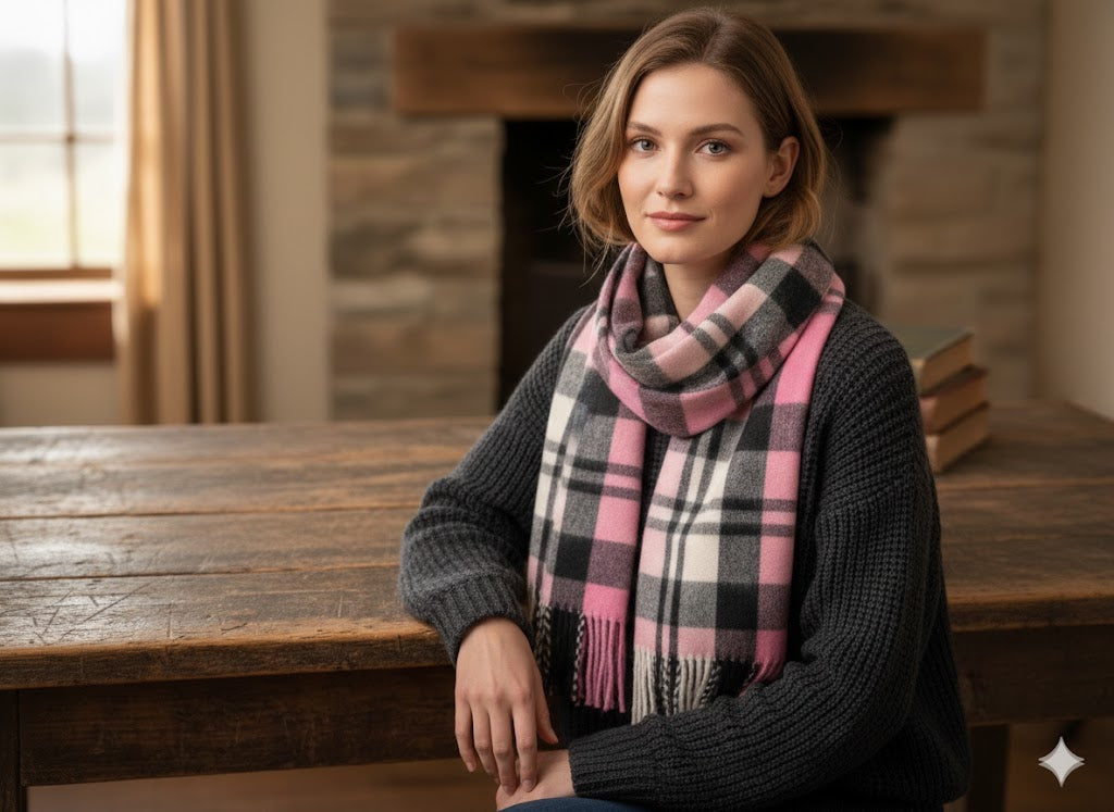 House Of Tweed Womens Soft Check Tartan Scarf