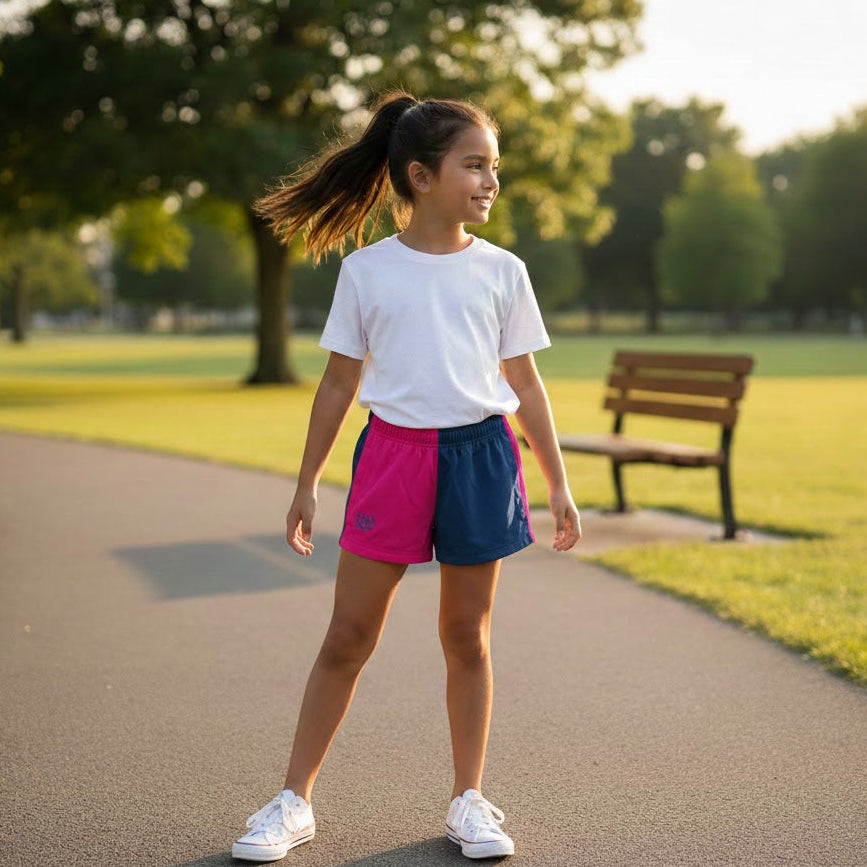 Hazy Blue Harper Colour Block Kids Shorts - Unisex Sports & Leisure