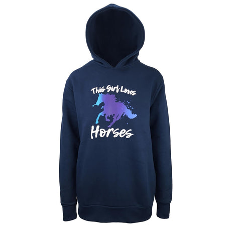 Hazy Blue Womens Pullover Hoodie - Horses - Just £17.99! Shop now at Warwickshire Clothing. 