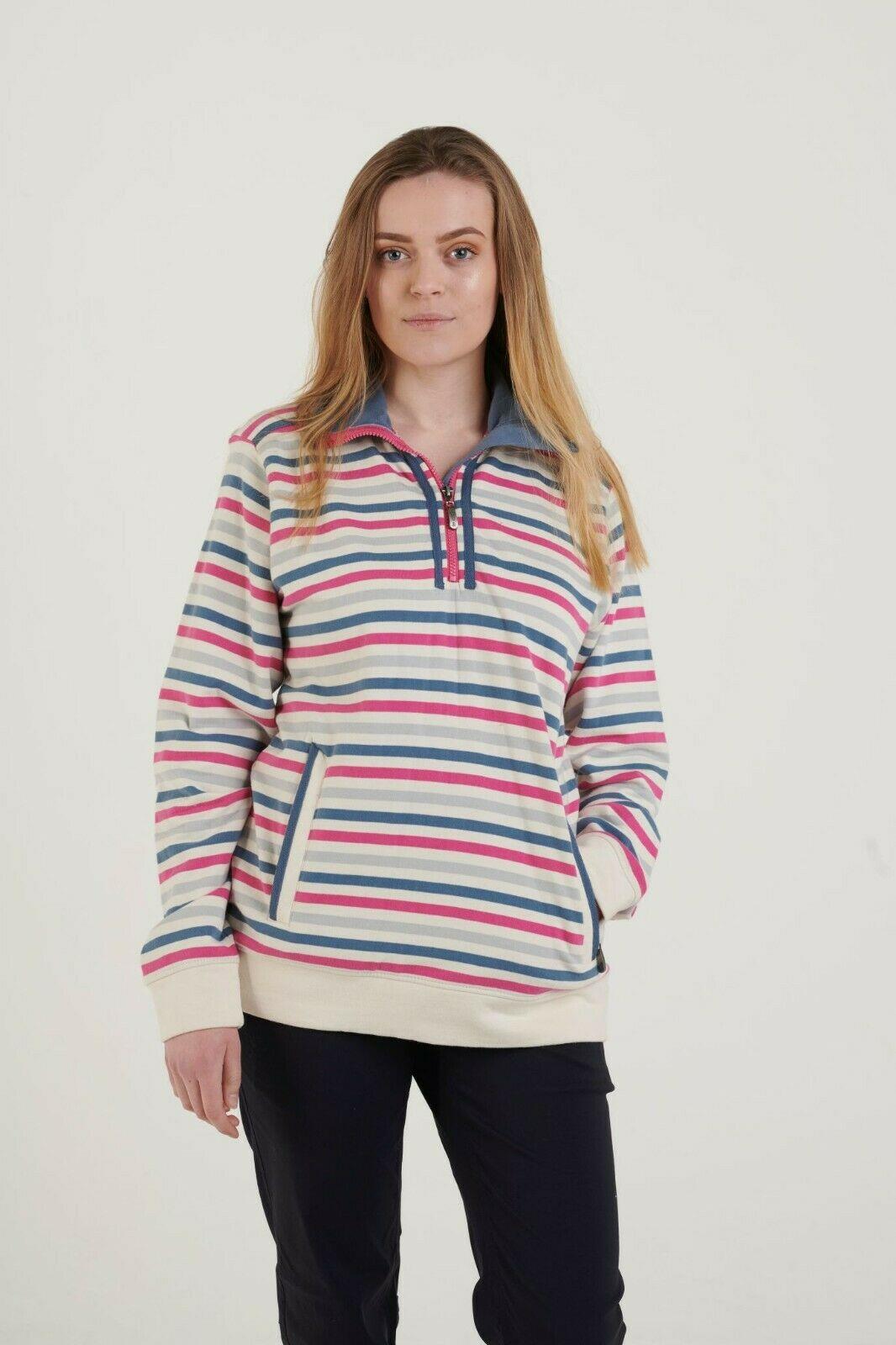 Hazy Blue Womens Evie II Zip Neck Striped Cotton Sweatshirt - Premium clothing from Hazy Blue - Just $29.99! Shop now at Warwickshire Clothing