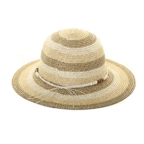 Hazy Blue Wide Brim Striped Straw Womens Hat - Just £14.99! Shop now at Warwickshire Clothing. 